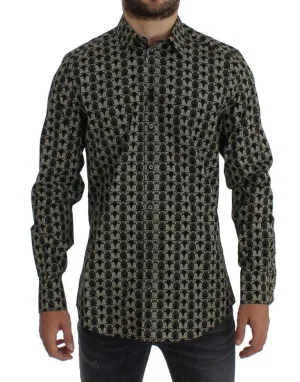 Black Beige Owl GOLD Slim Fit Casual Shirt