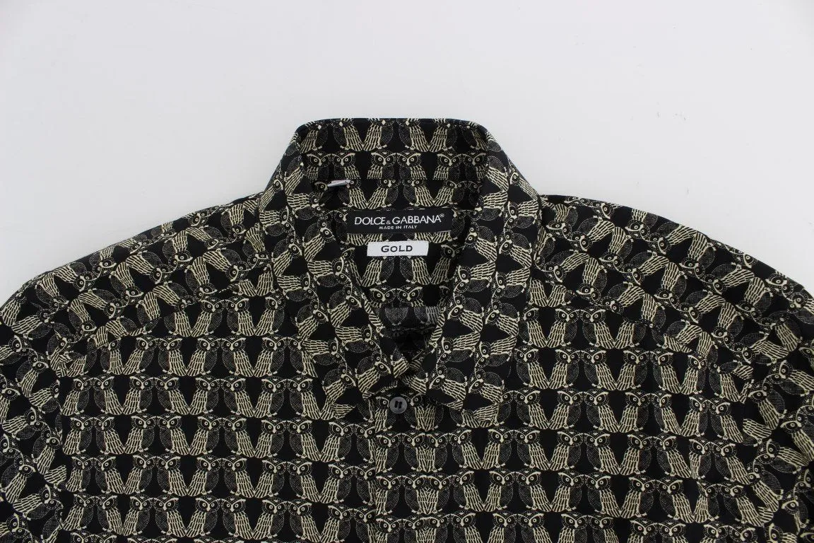 Black Beige Owl GOLD Slim Fit Casual Shirt