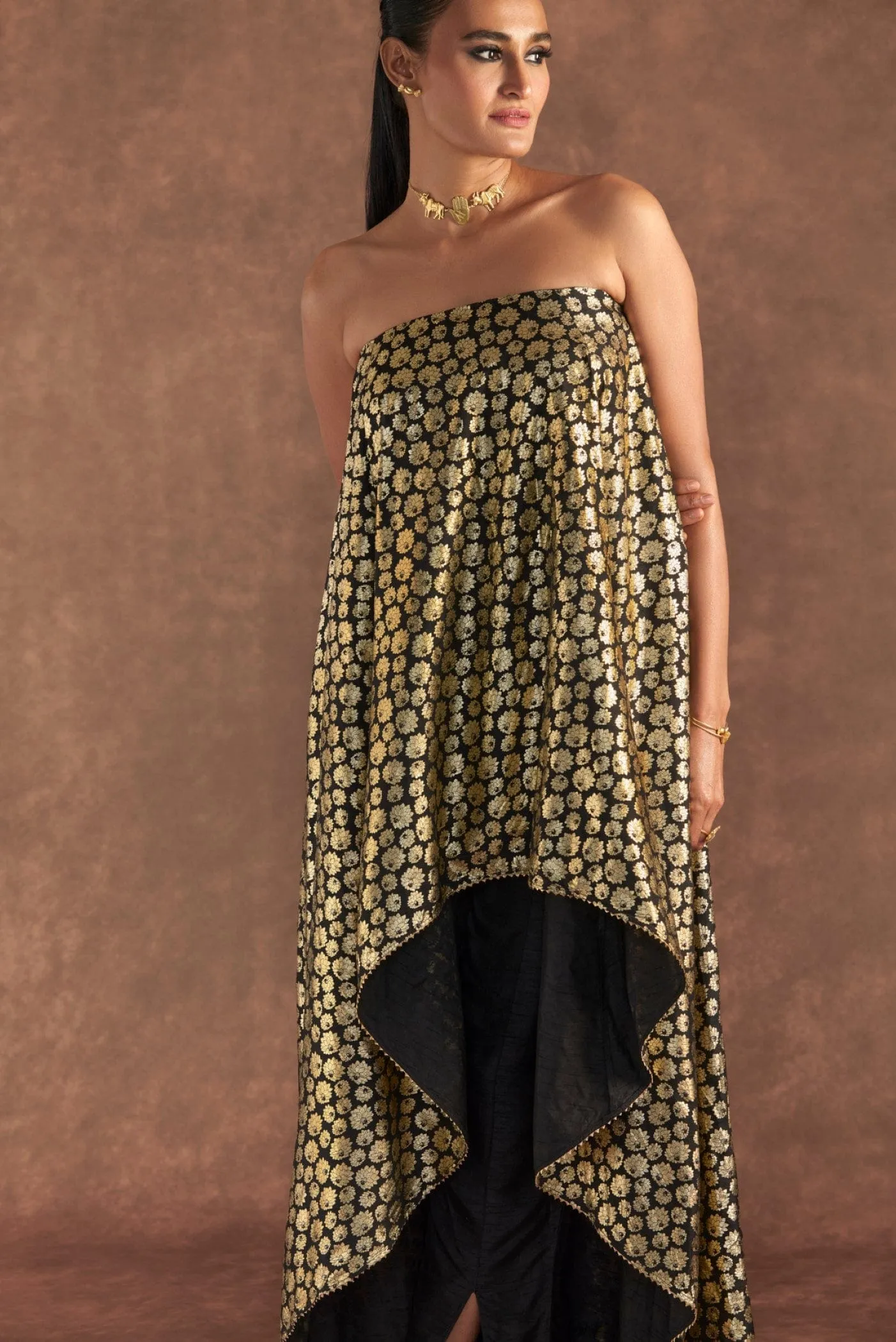 Black Berrybloom High-Low Tube Top Set