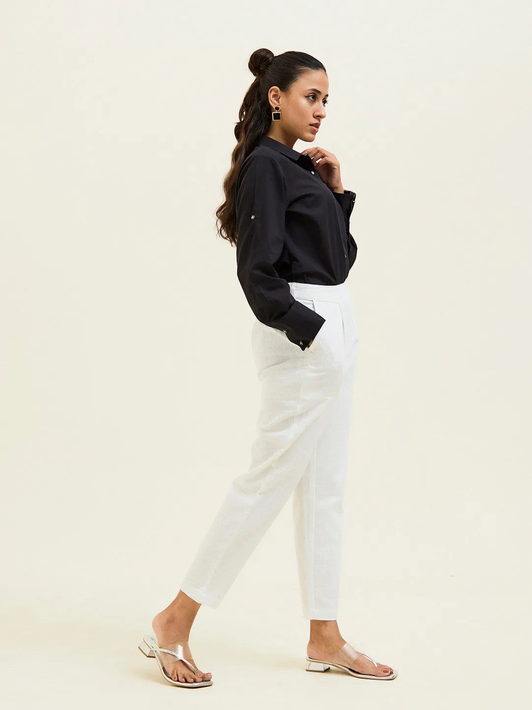 Black Cotton Full Sleeves Casual Shirt