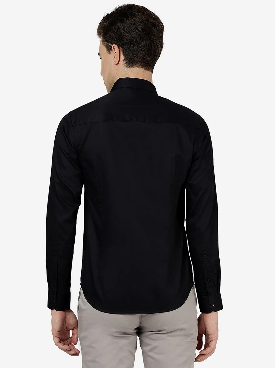 Black Solid Slim Fit Casual Shirt | Greenfibre