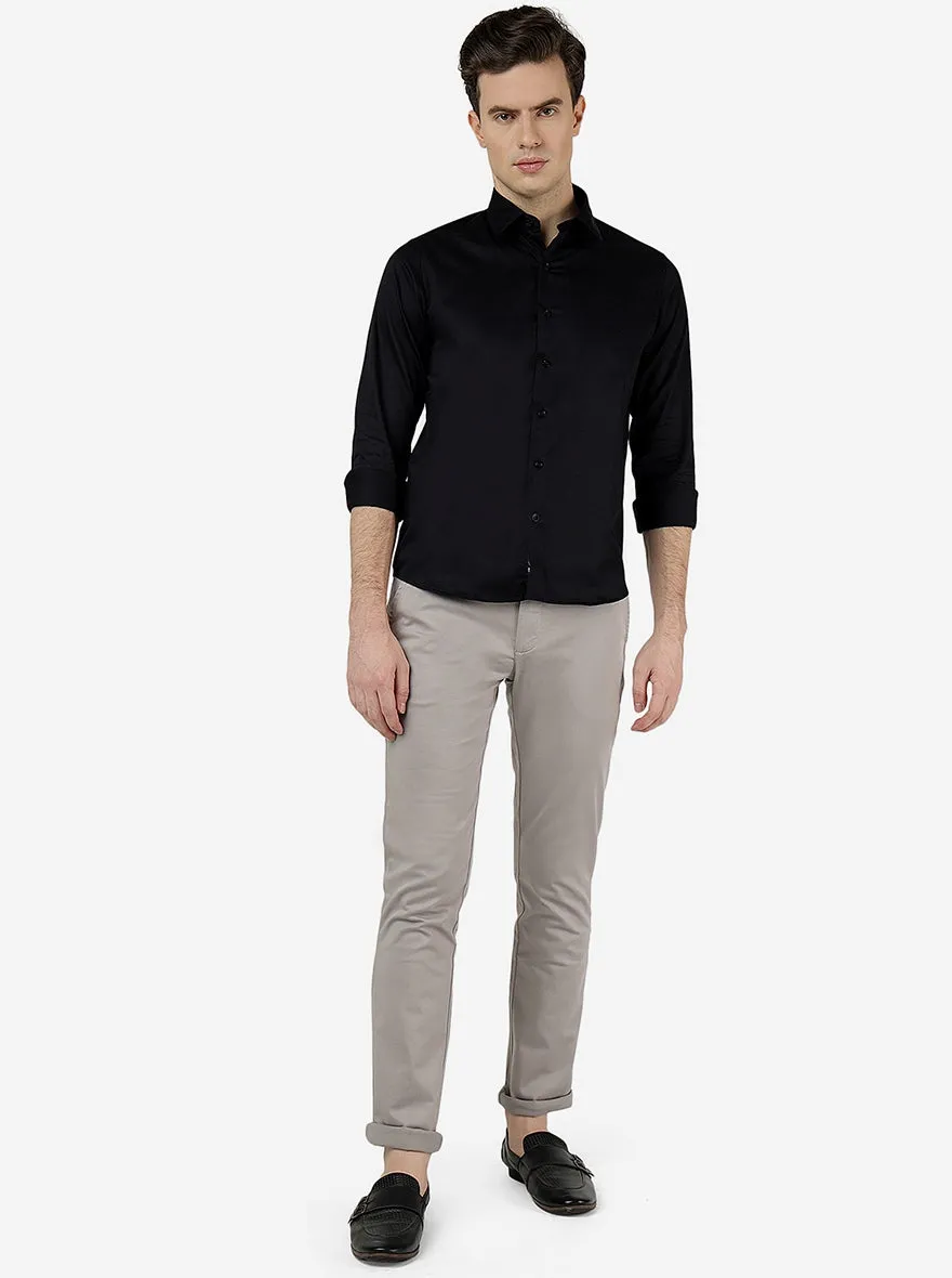 Black Solid Slim Fit Casual Shirt | Greenfibre