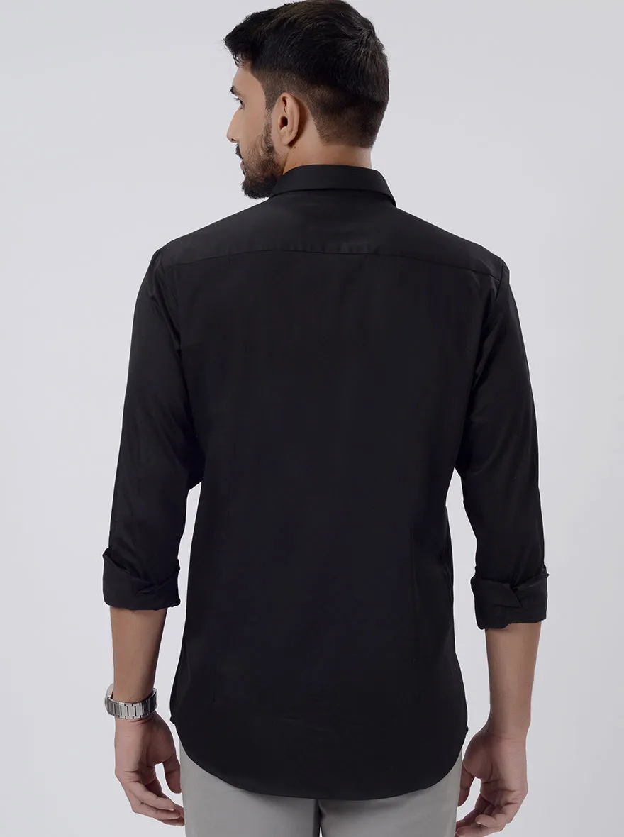Black Solid Slim Fit Casual Shirt | JadeBlue