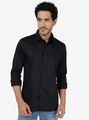 Black Solid Slim Fit Casual Shirt | JadeBlue