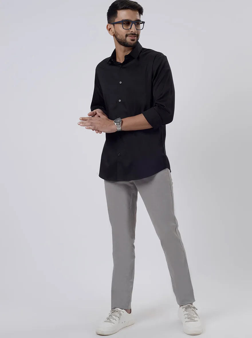 Black Solid Slim Fit Casual Shirt | JadeBlue