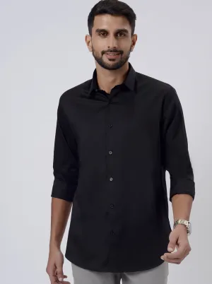 Black Solid Slim Fit Casual Shirt | JadeBlue