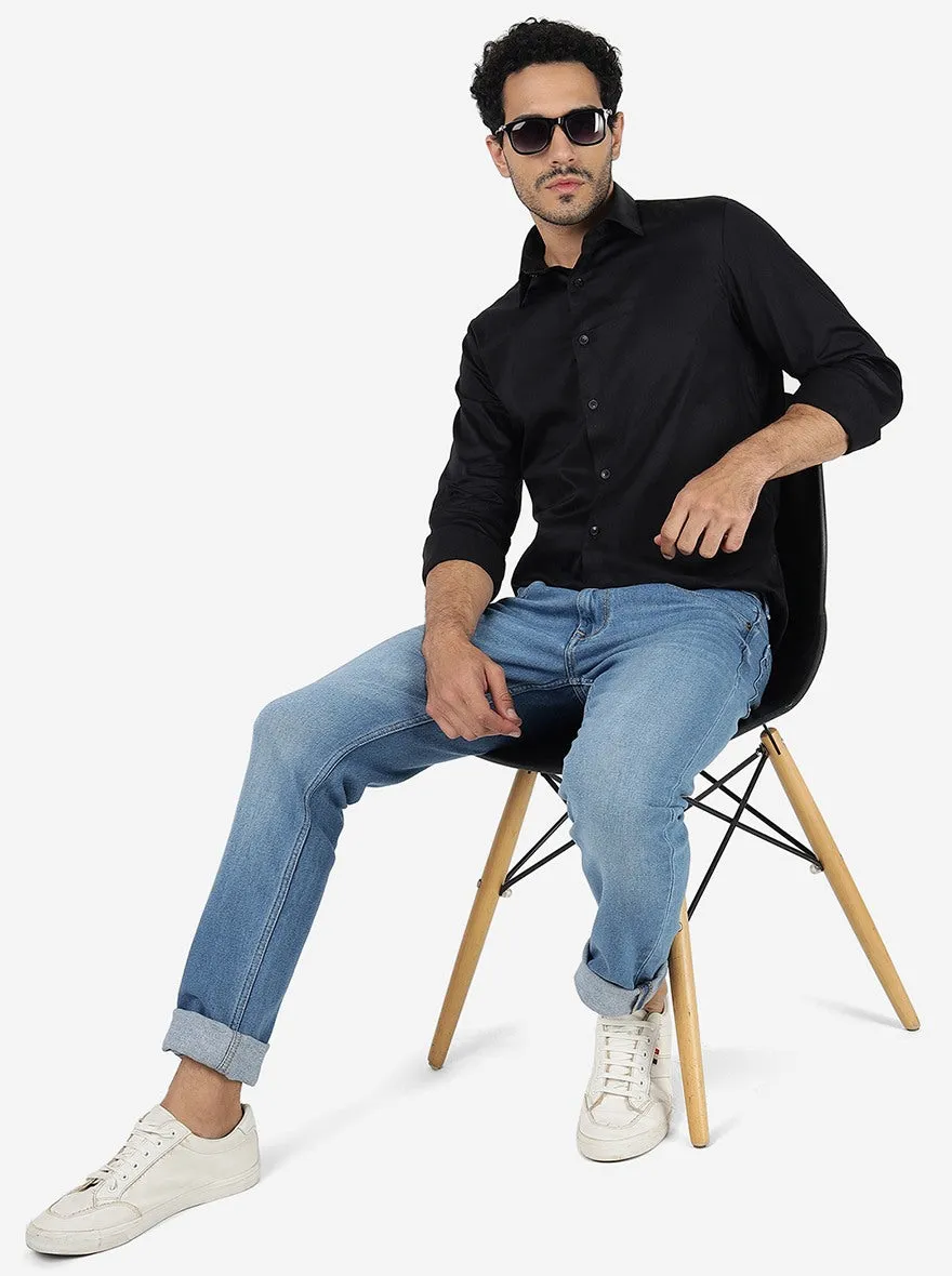 Black Solid Slim Fit Casual Shirt | JadeBlue