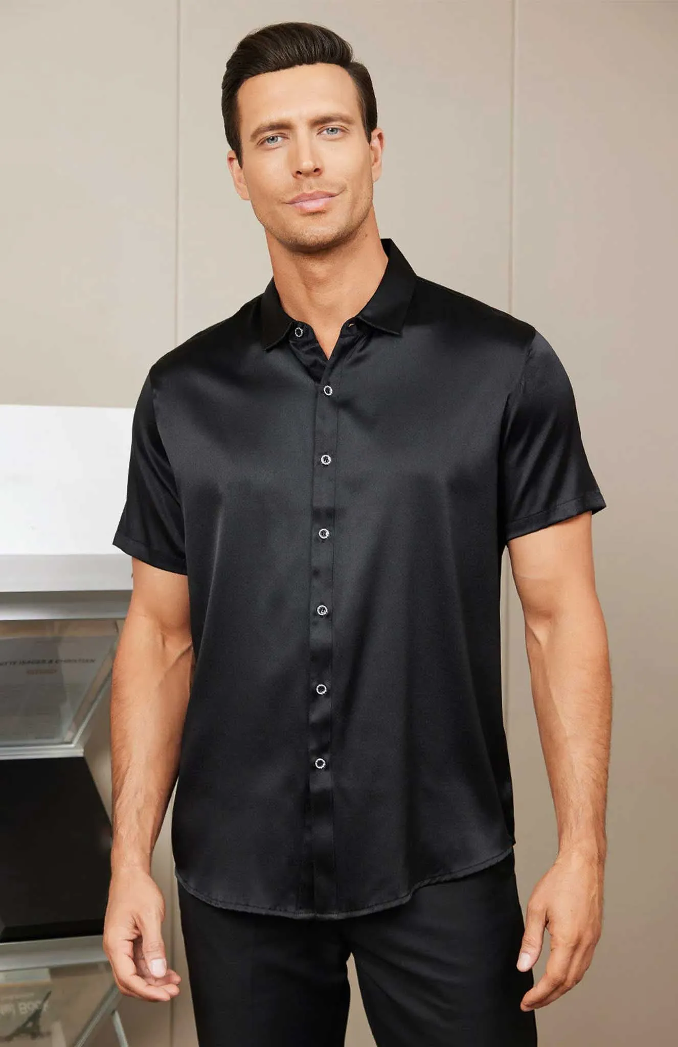 Black Titan | Black Men Satin Shirt