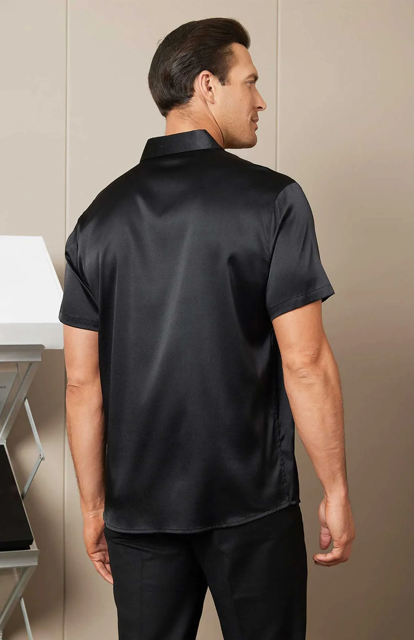 Black Titan | Black Men Satin Shirt