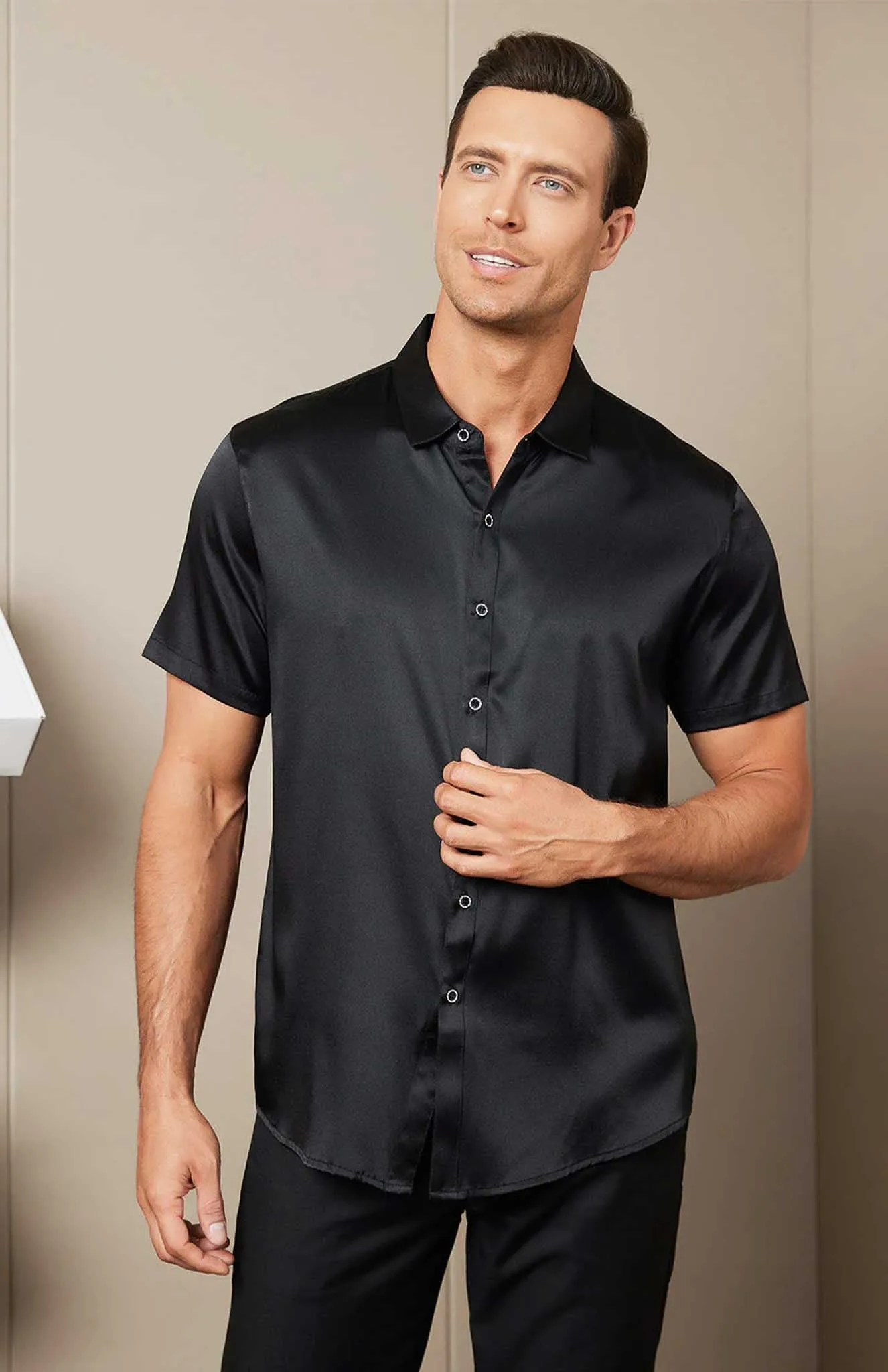 Black Titan | Black Men Satin Shirt