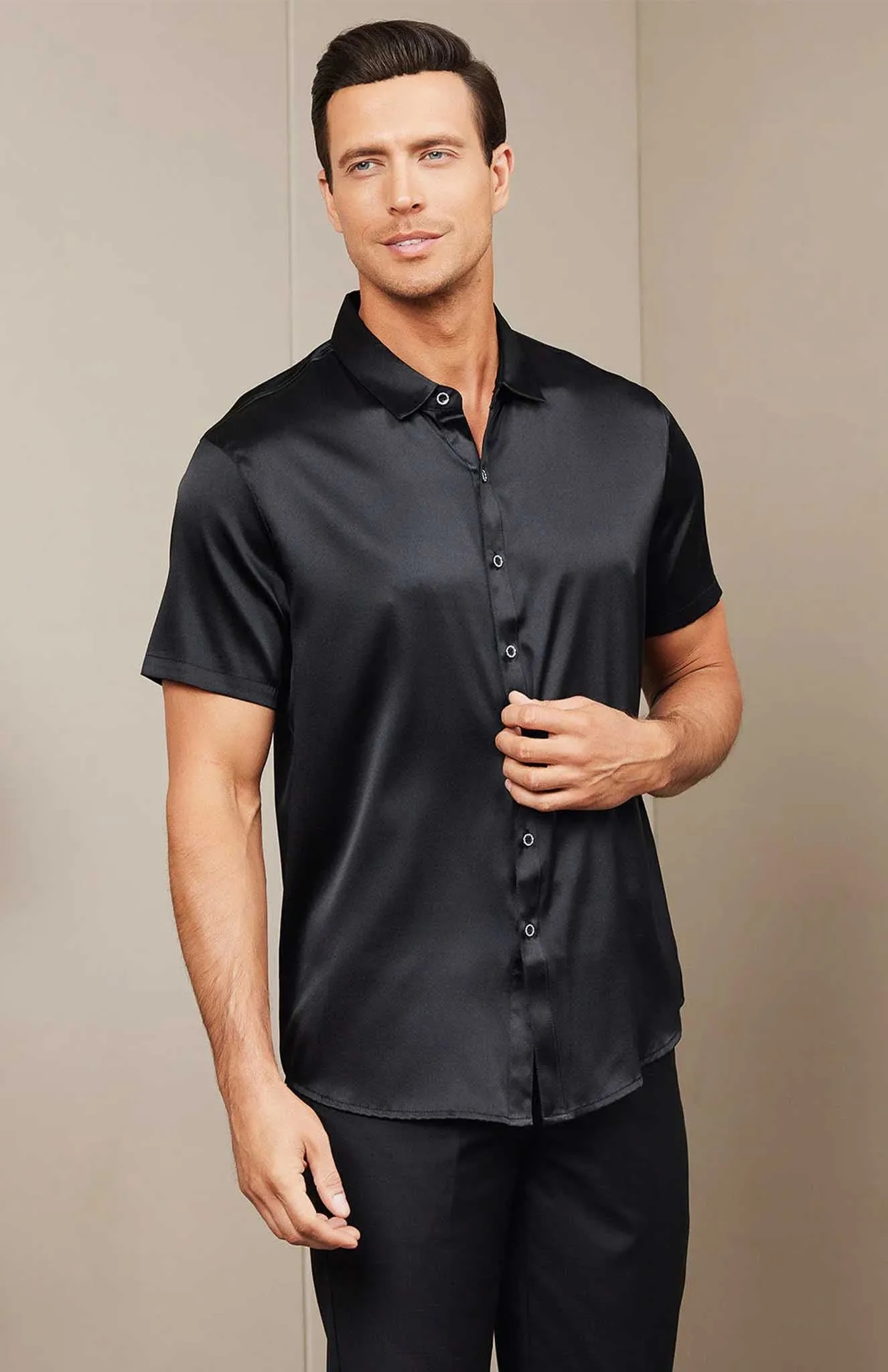 Black Titan | Black Men Satin Shirt