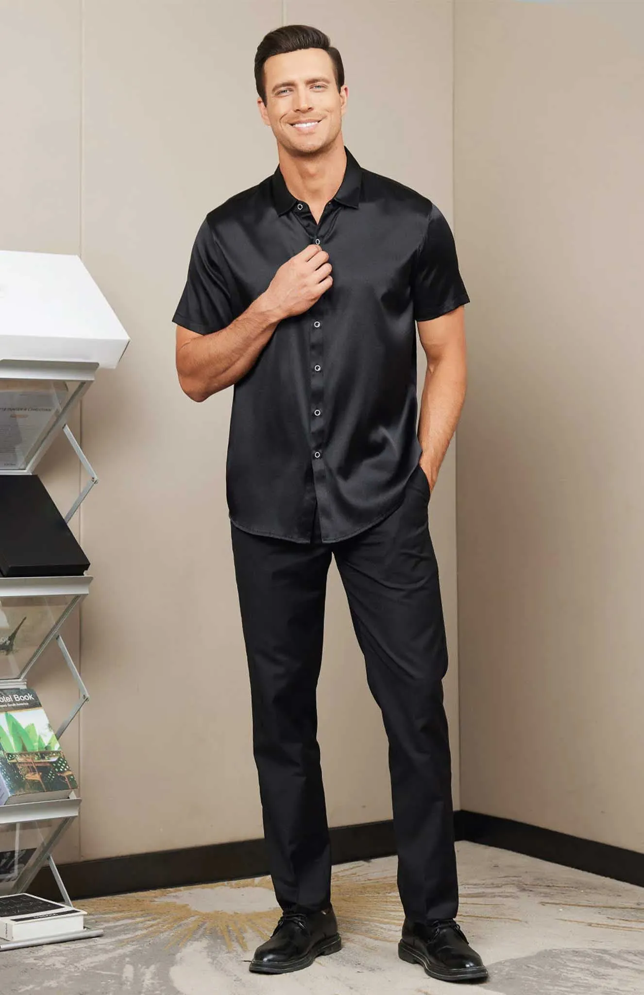 Black Titan | Black Men Satin Shirt