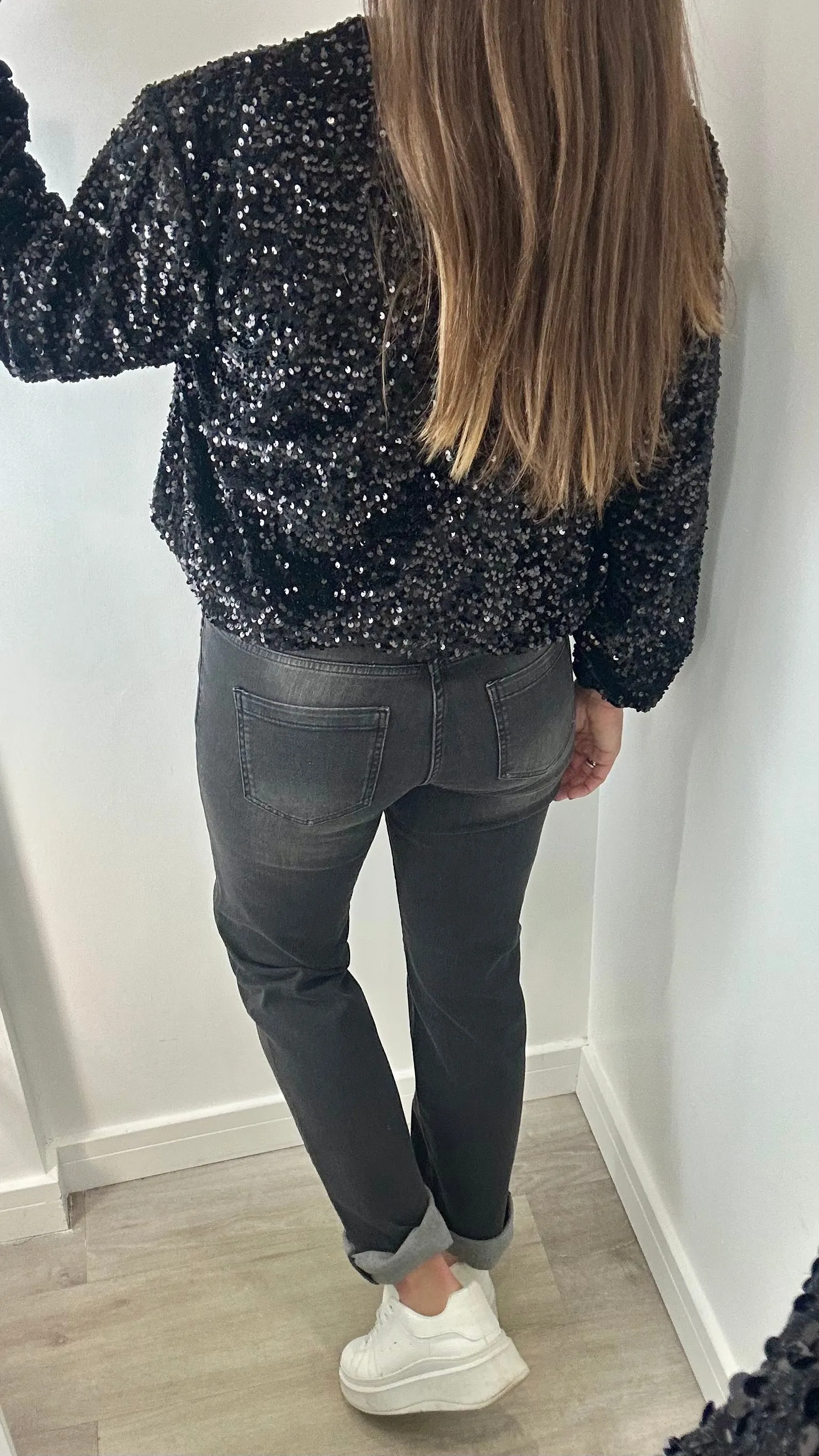 BLACK VELVET SEQUIN BOMBER JACKET