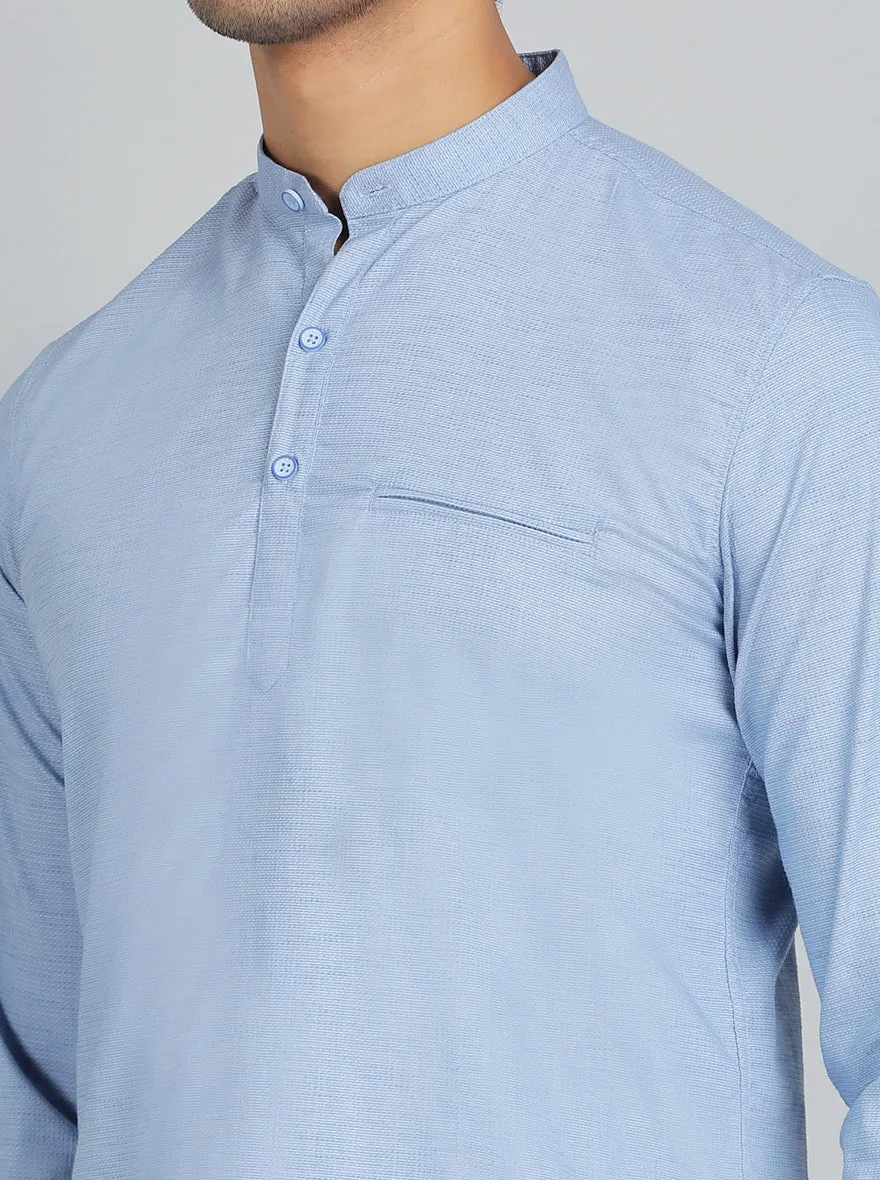Blue Solid Slim Fit Casual Shirt | JadeBlue