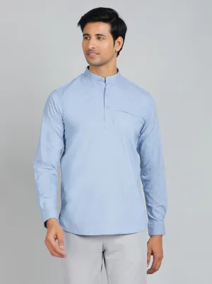 Blue Solid Slim Fit Casual Shirt | JadeBlue
