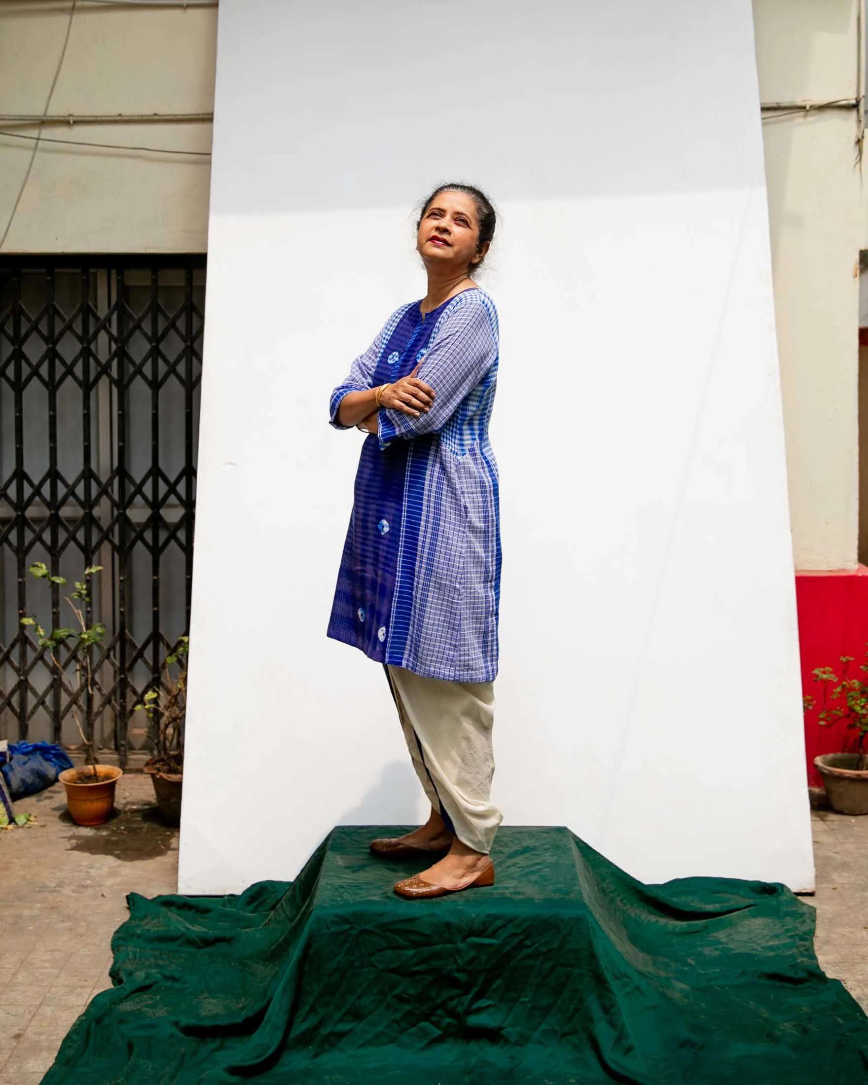 Blue Tie-Dye Colourblock - Dhoti Set