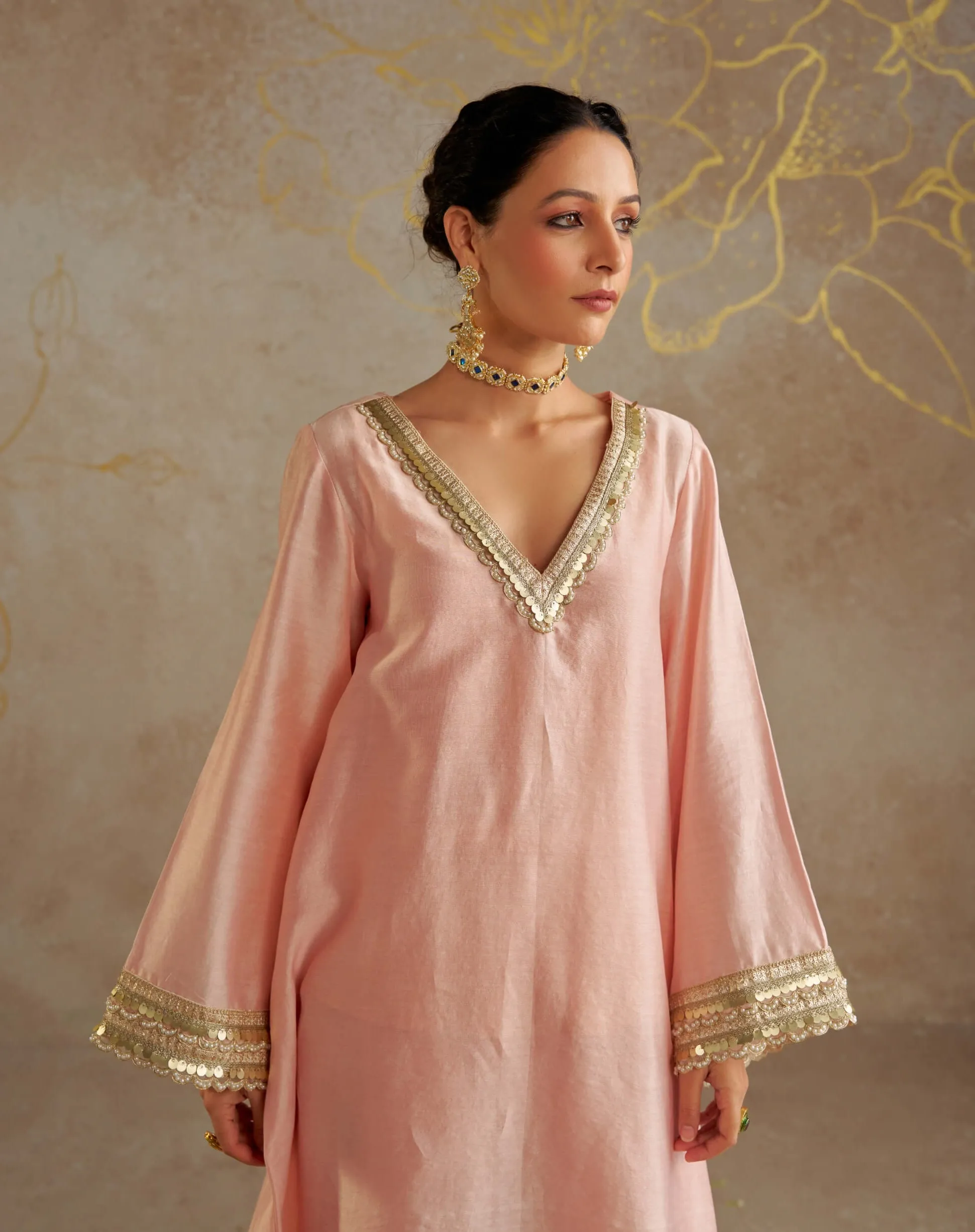 Blush chanderi kurta set