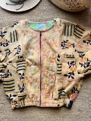 Boho bomber jacket in kantha textile On Sale