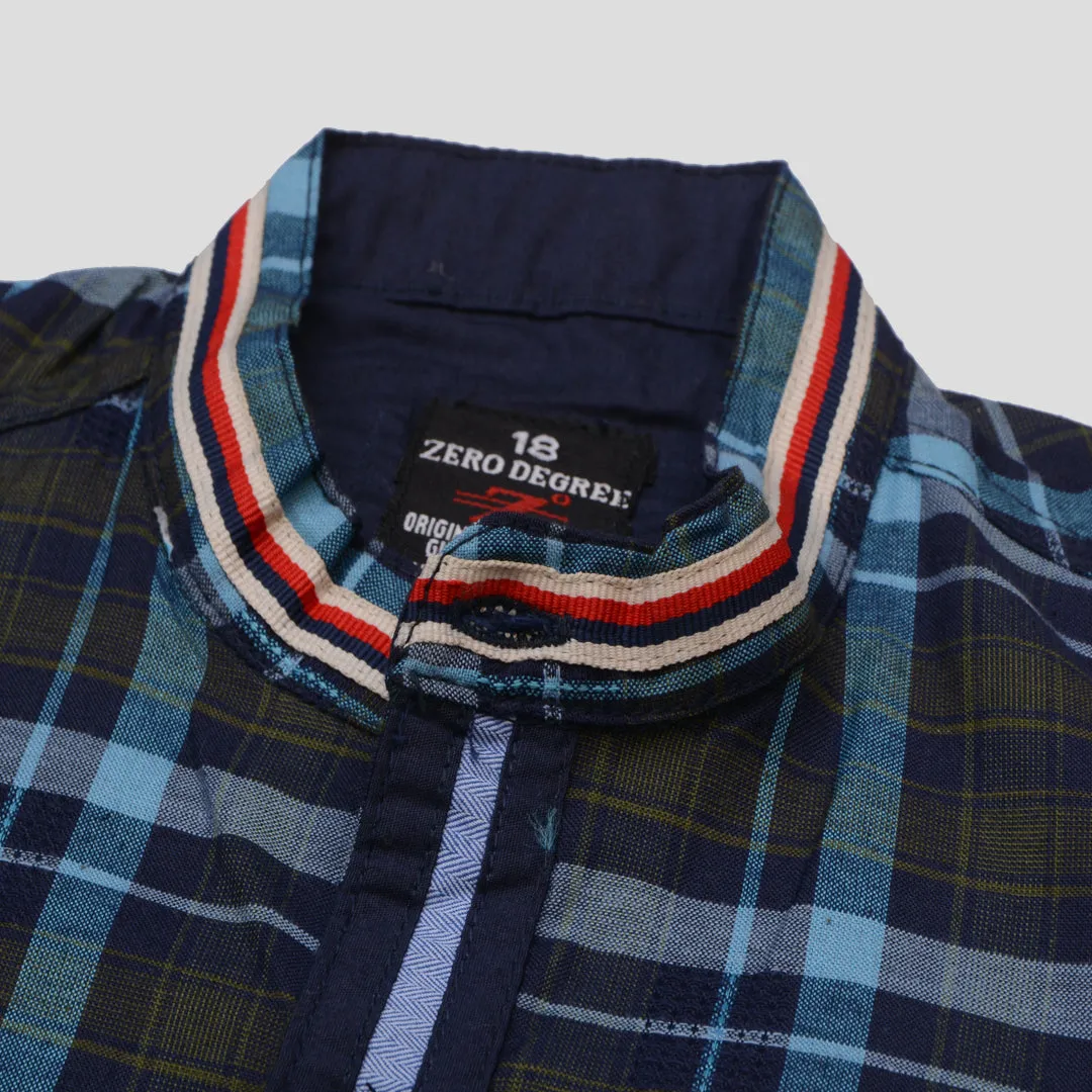 Boys Half Sleeves Casual Shirt Color Blue-Olive