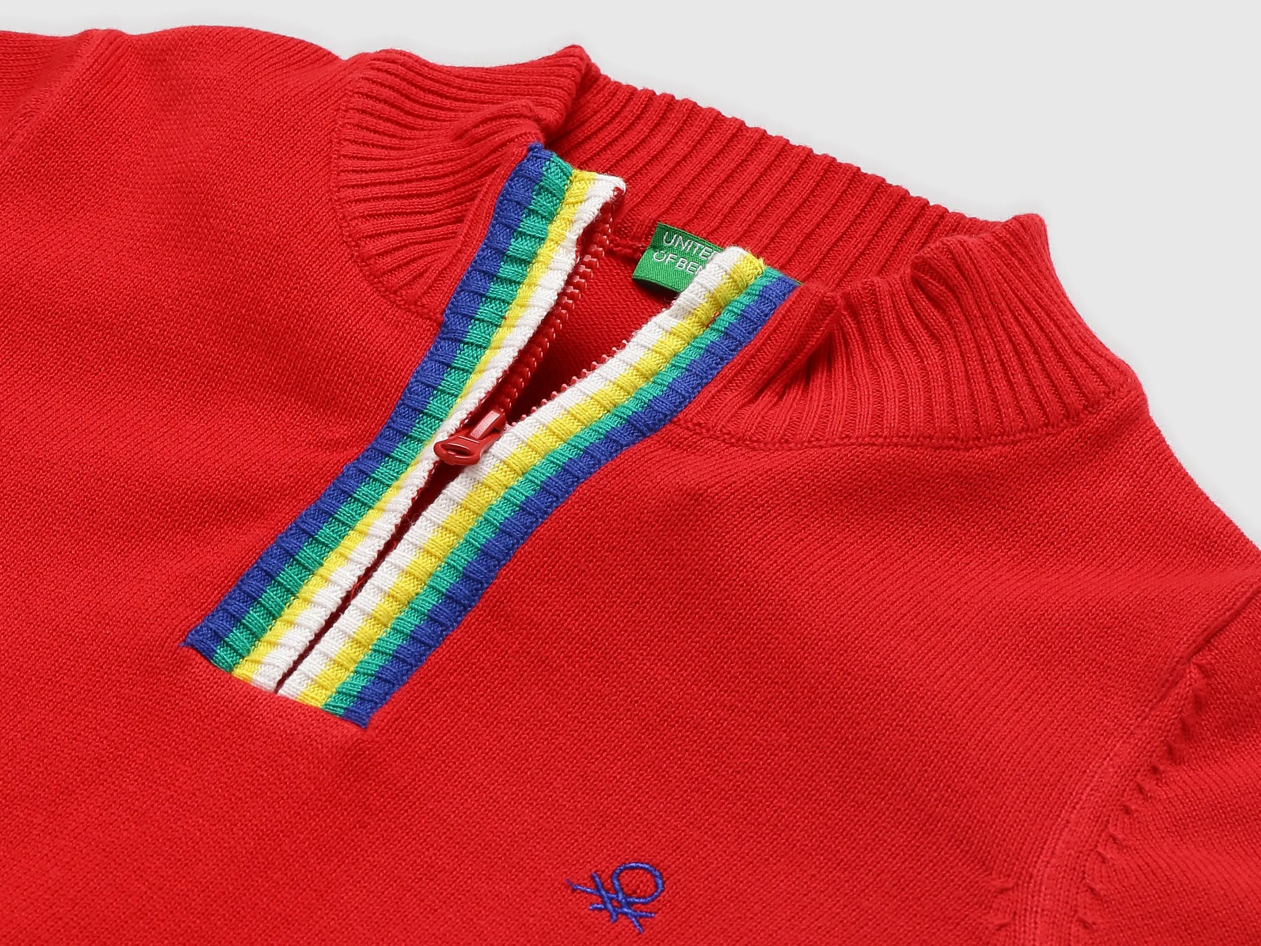 Boys Red Solid Regular Sweater