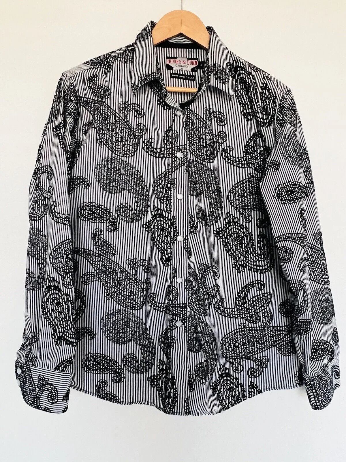 Brooks & Dunn Panhandle Western Shirt Sz XL Pearl Snaps Paisley Velvet Details