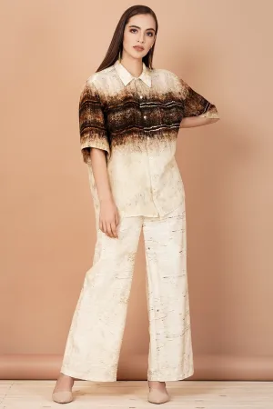 Brown & Beige Shirt With Pants