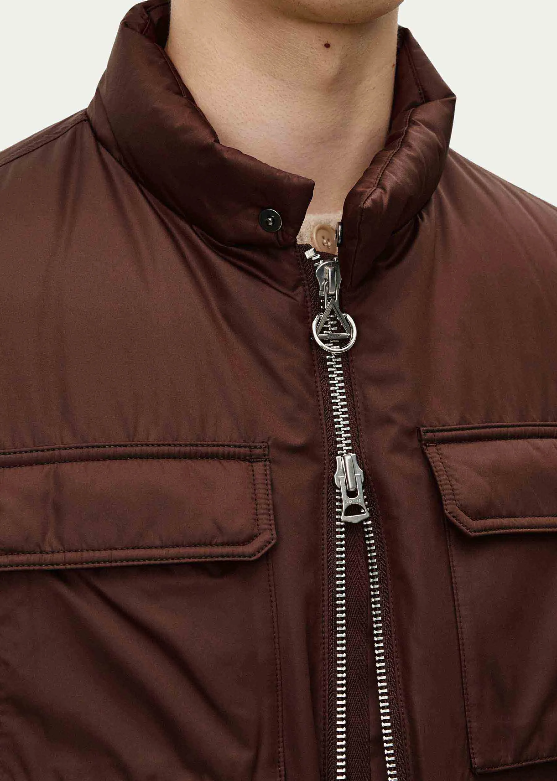 Brown Quilted Pocket Vest