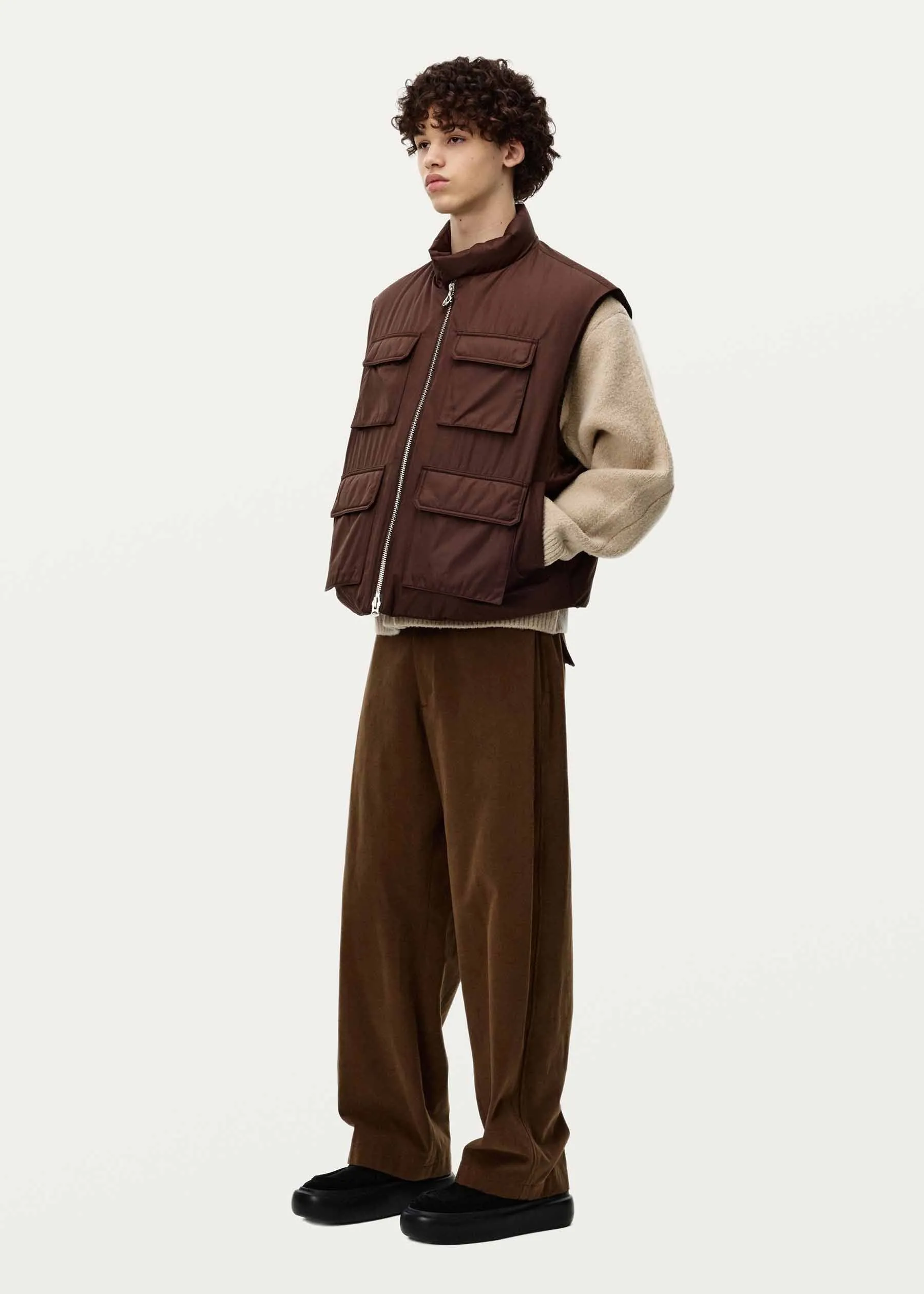 Brown Quilted Pocket Vest