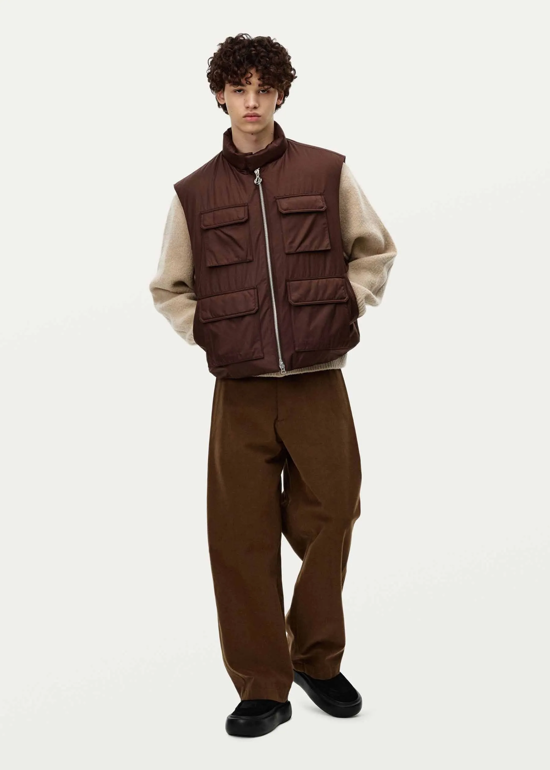Brown Quilted Pocket Vest
