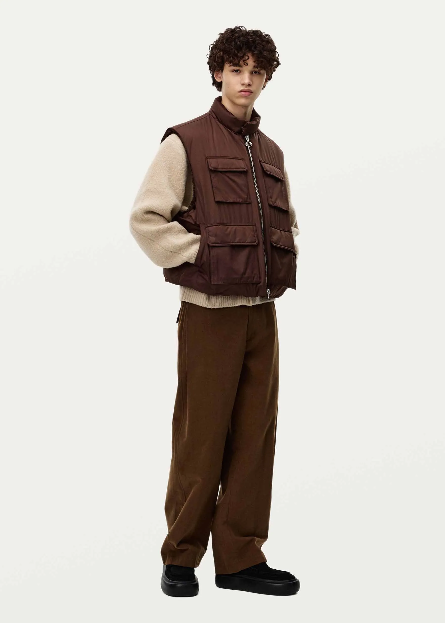 Brown Quilted Pocket Vest