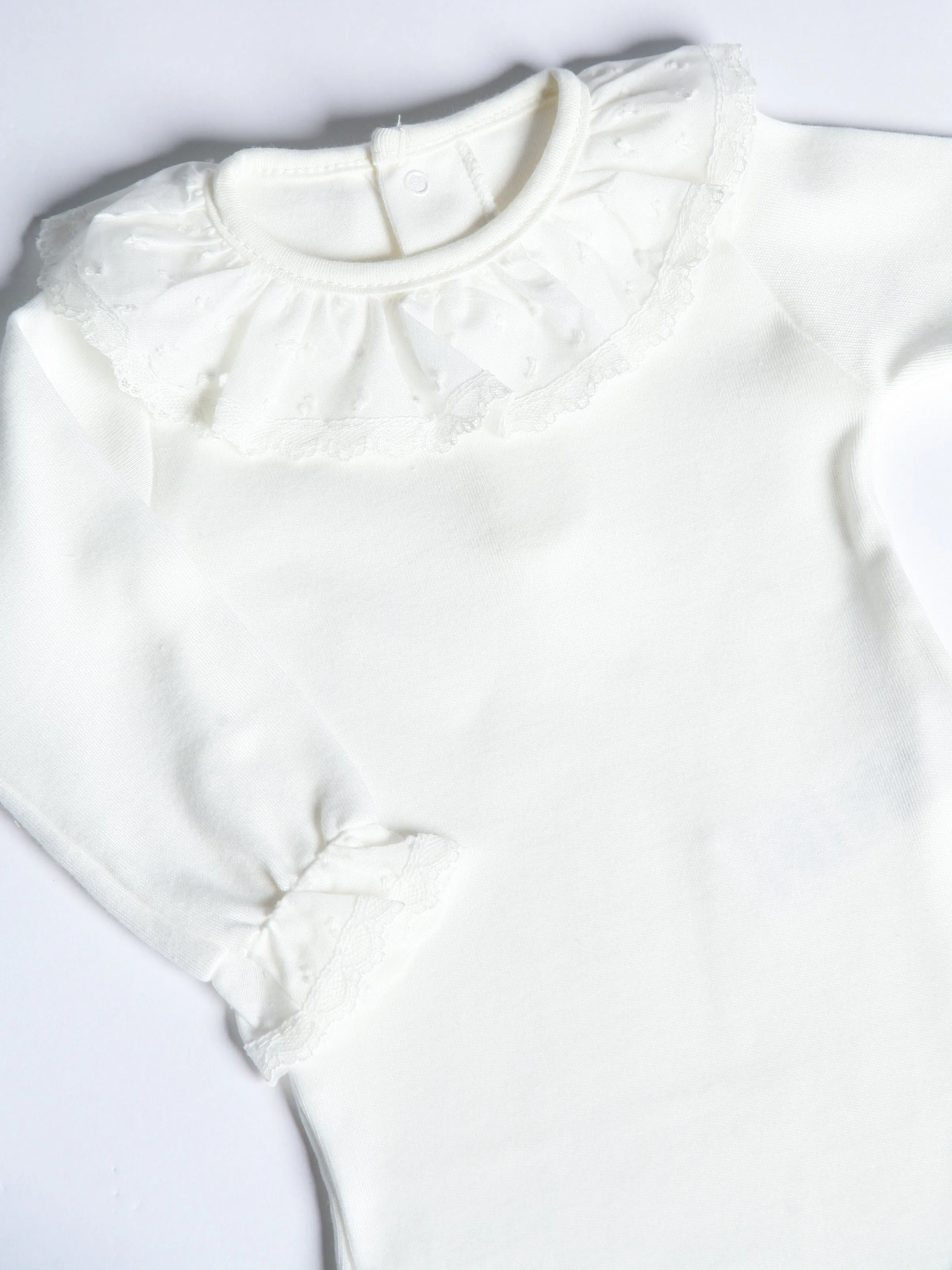 Calamaro Ivory Plumeti Frill Collar Vest