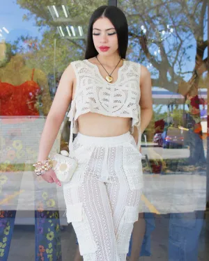 Call Me Gorgeous Crochet Crop Top Nude