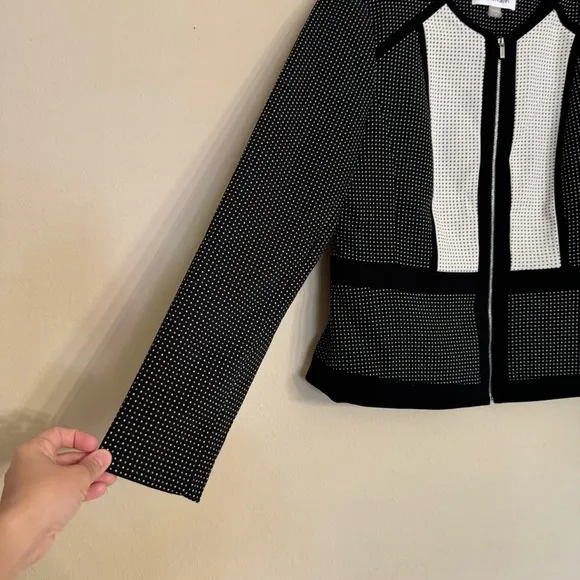 Calvin Klein Black and White Polka Dot Blazer Jacket Sz 12