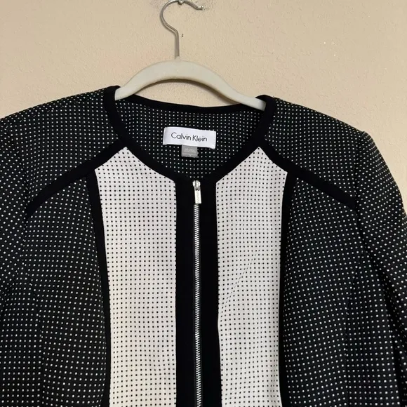 Calvin Klein Black and White Polka Dot Blazer Jacket Sz 12