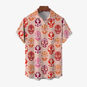 Cartoon Wrestler Gloves Men's Casual Short Sleeve Shirt 2403000260