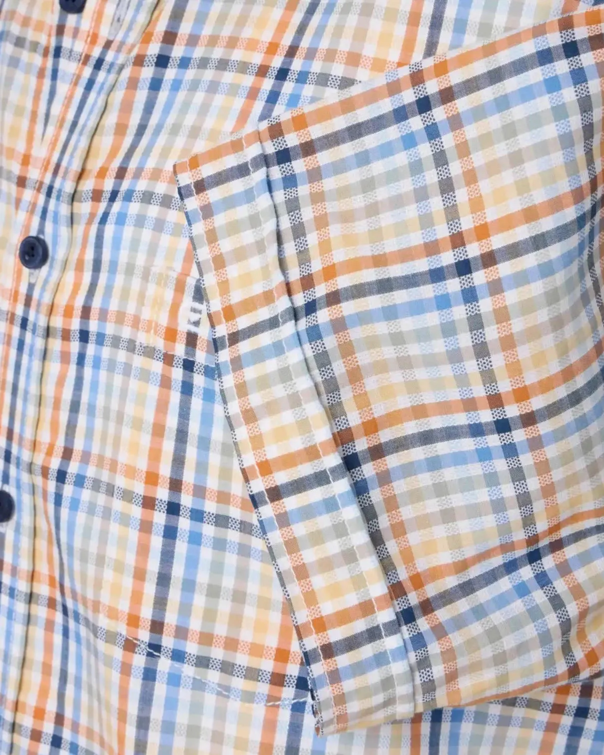 Casa Moda Casual Fit Short Sleeve Check Shirt Blue/Orange
