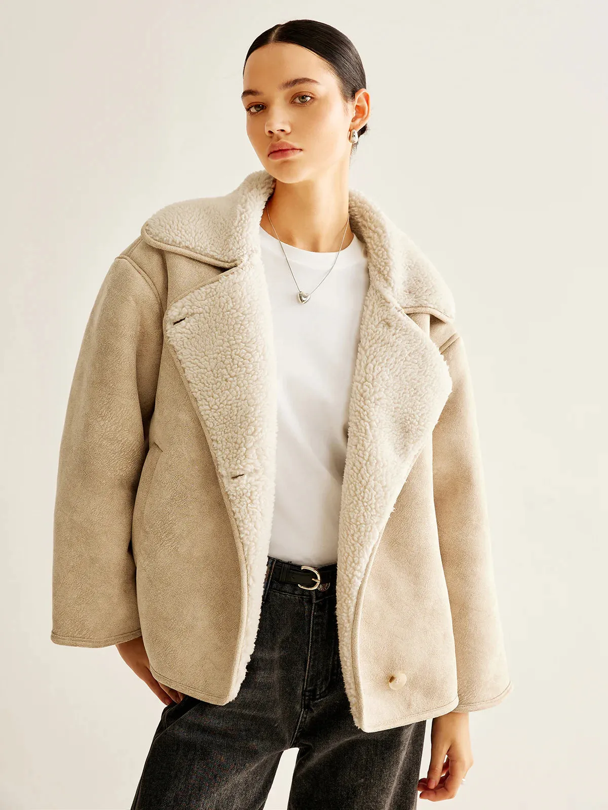 Cashmere-Blend Button Fleece Jacket