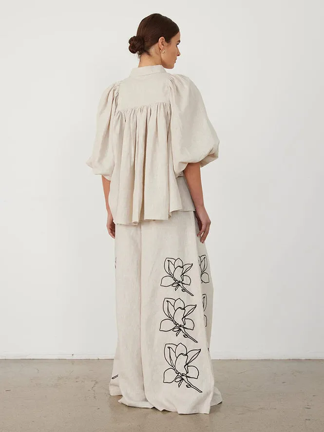 Casual Linen Floral Suit