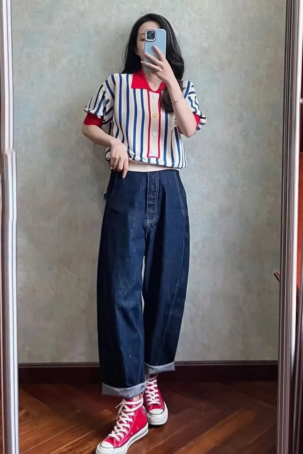 Casual Striped Lapel Collar Button Shirt