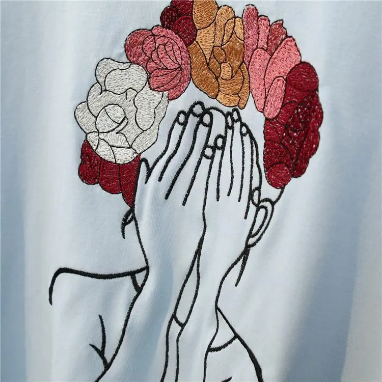 Character Embroidery Crop T-Shirt
