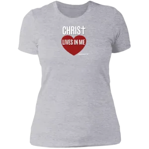Christ Lives in Me Ladies Boyfriend Tee