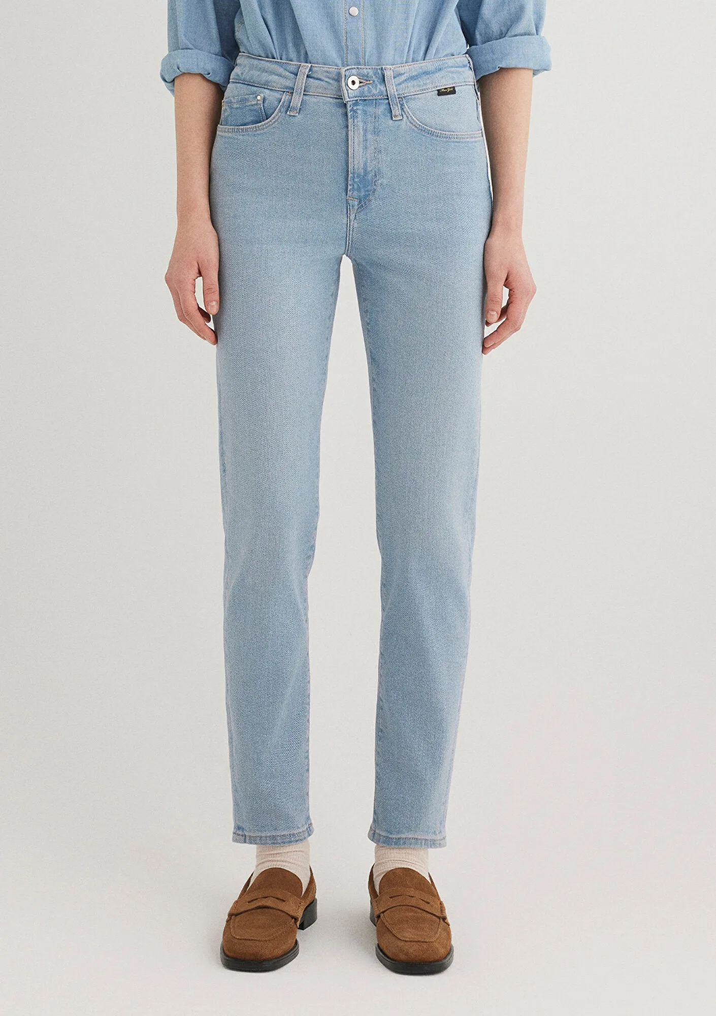 Cindy Light Blue Gold Shape Jean Pants