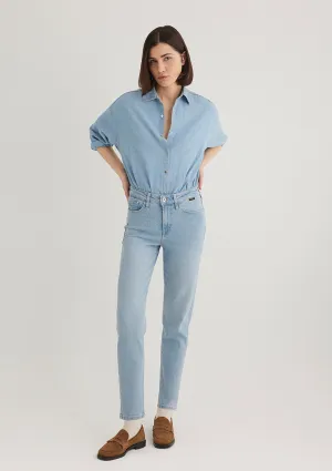 Cindy Light Blue Gold Shape Jean Pants