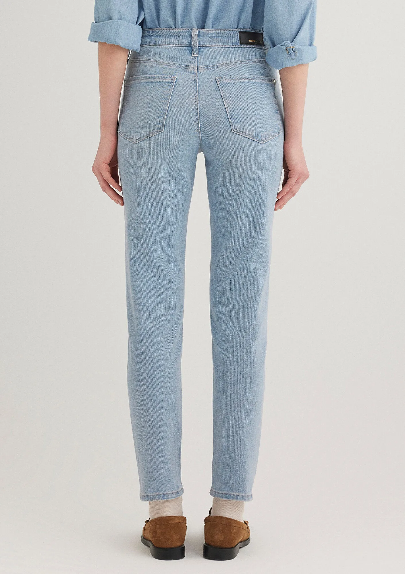 Cindy Light Blue Gold Shape Jean Pants