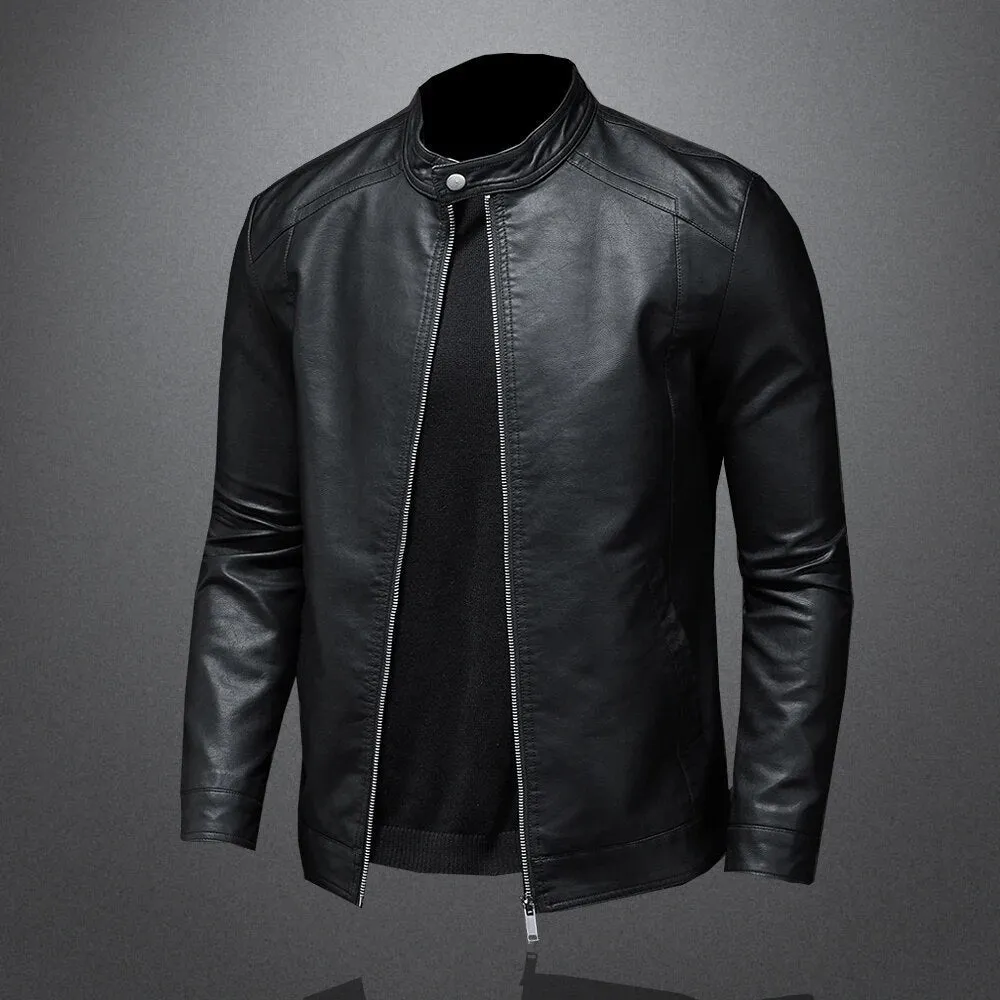 Classic Black Leather Jacket Men Modern Fit – Armin