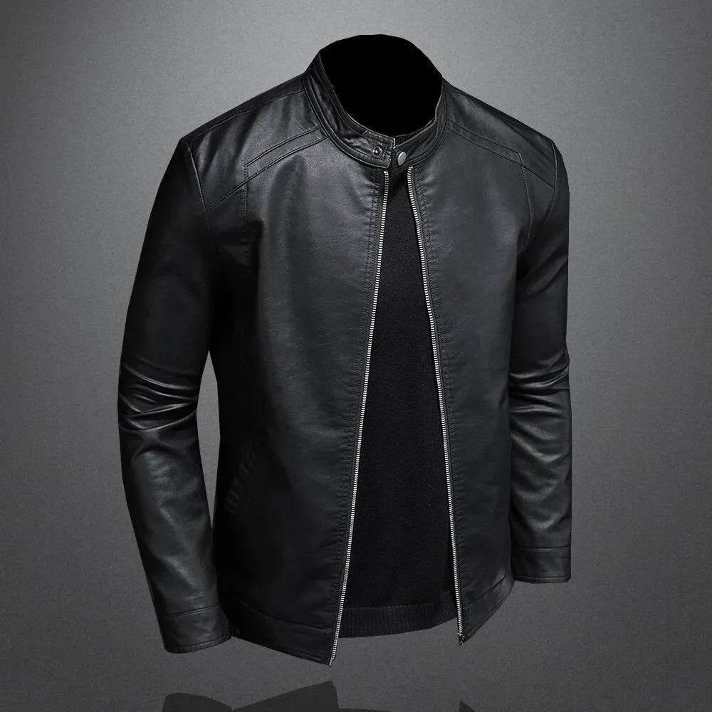 Classic Black Leather Jacket Men Modern Fit – Armin