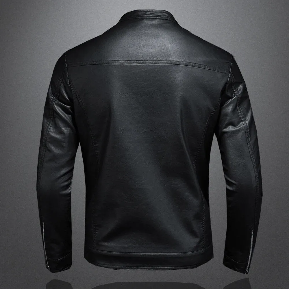 Classic Black Leather Jacket Men Modern Fit – Armin