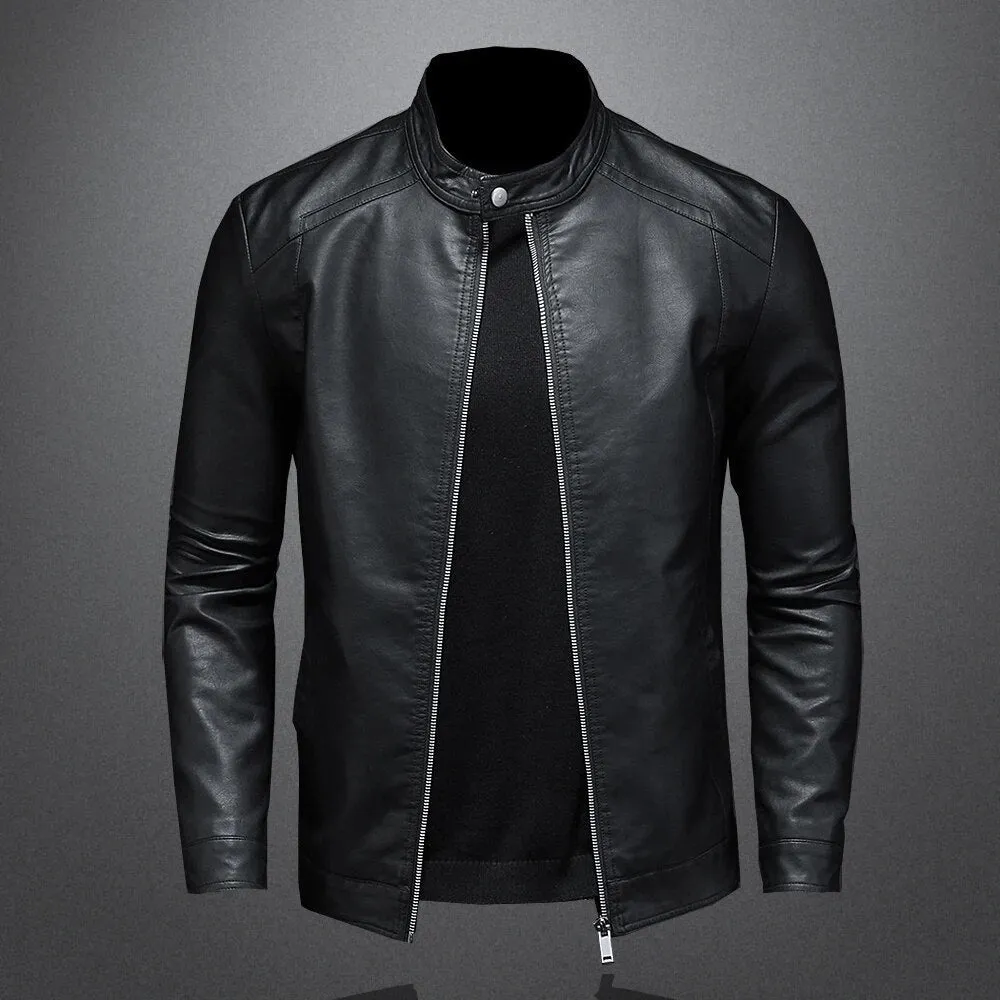 Classic Black Leather Jacket Men Modern Fit – Armin