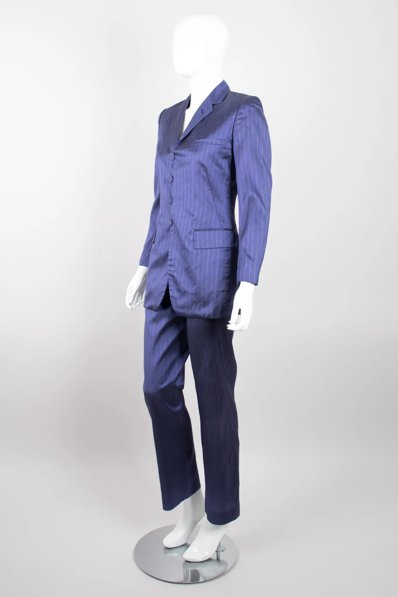 Classique Pinstripe Silk Jacket & Pant Set