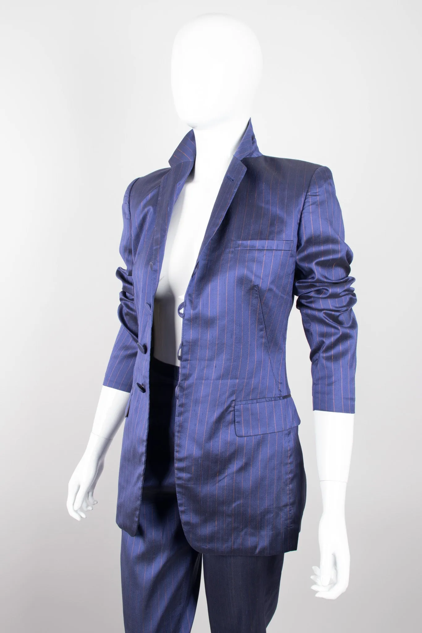 Classique Pinstripe Silk Jacket & Pant Set